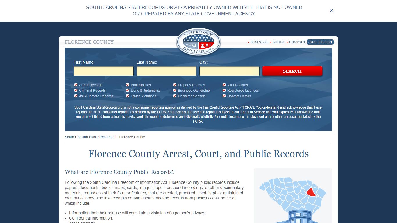 Florence County Arrest, Court, and Public Records
