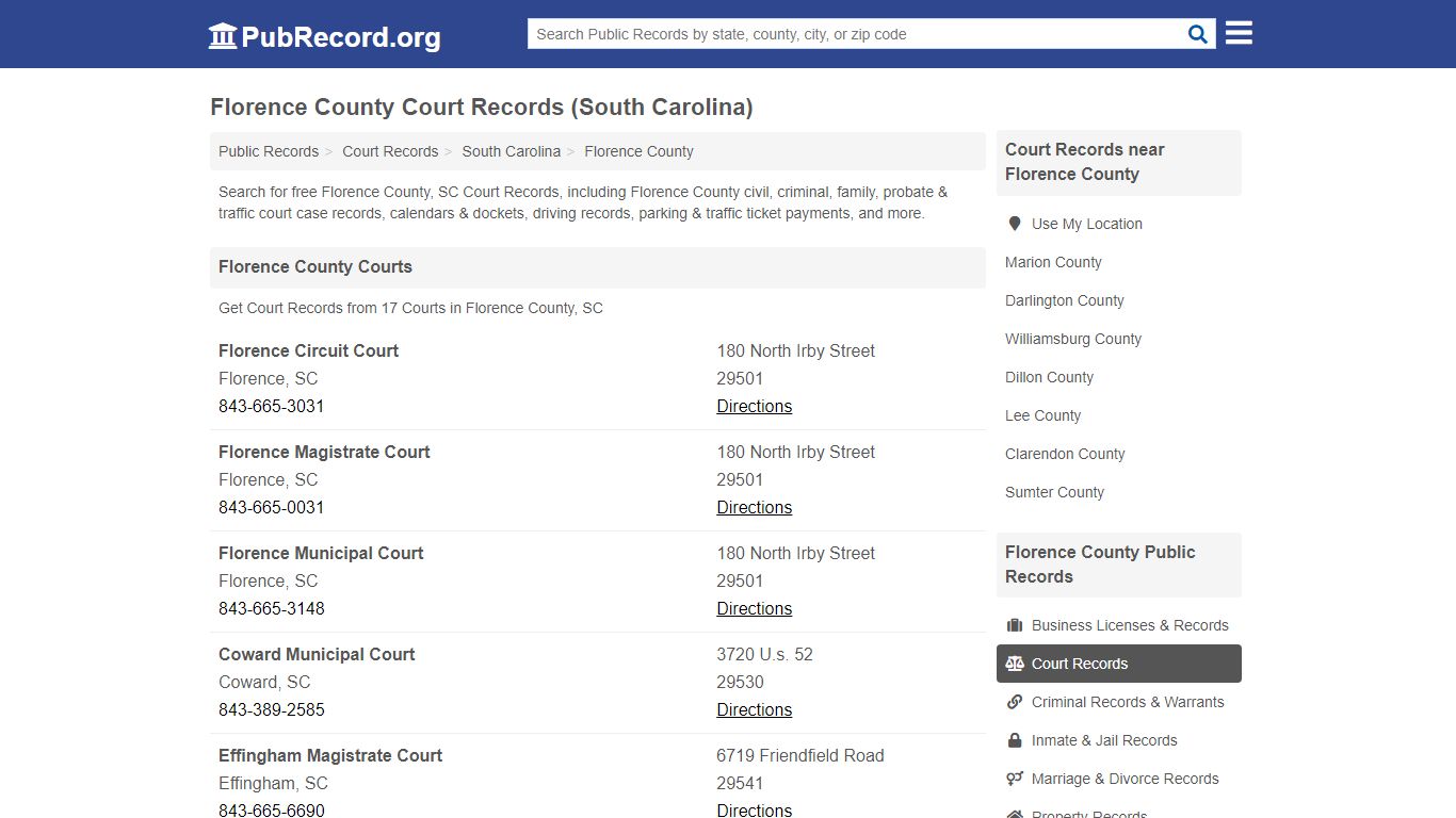 Free Florence County Court Records (South Carolina Court ...