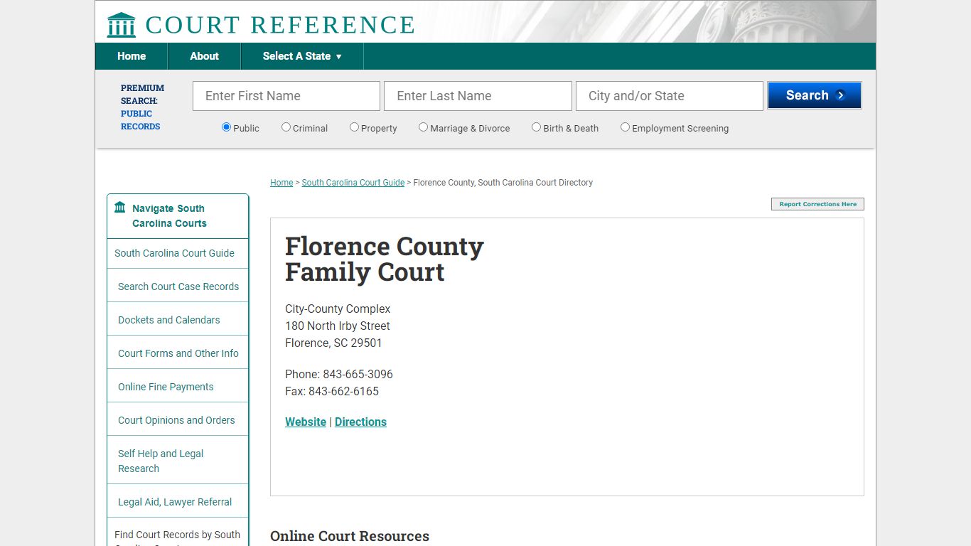 Florence County Family Court - Court Records Directory